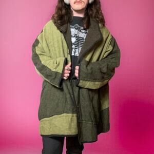 CYNTHIA ASHBY 100% Linen Reversible Coat Large Oversized Minimalist $249 Retail